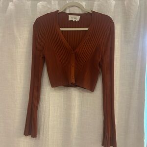 ba&sh Rust Button Down Ribbed Top